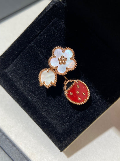 [AuraEcho Jewelry]LUCKY 3 MOTIF ROSE GOLD RING
