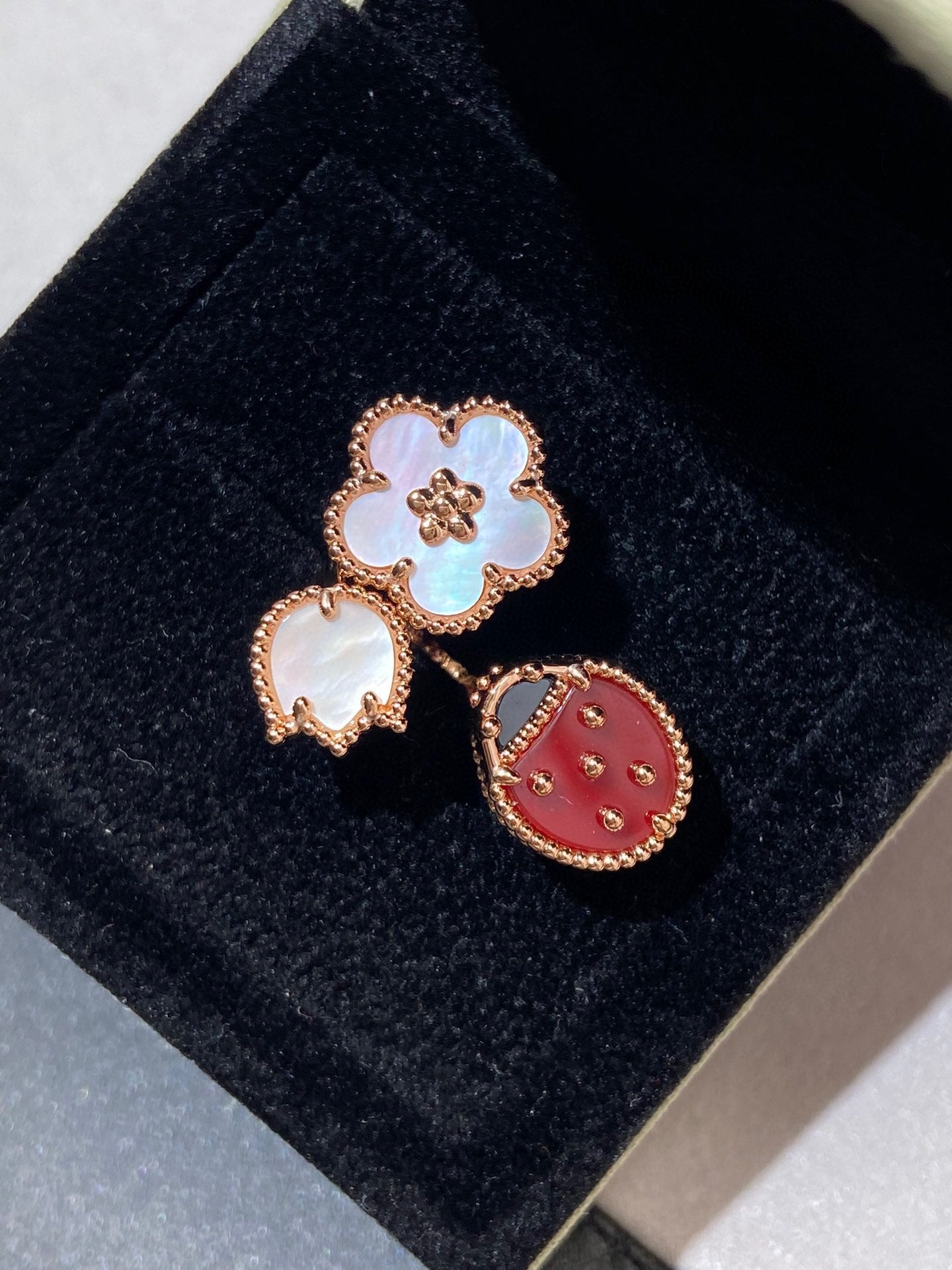 [AuraEcho Jewelry]LUCKY 3 MOTIF ROSE GOLD RING