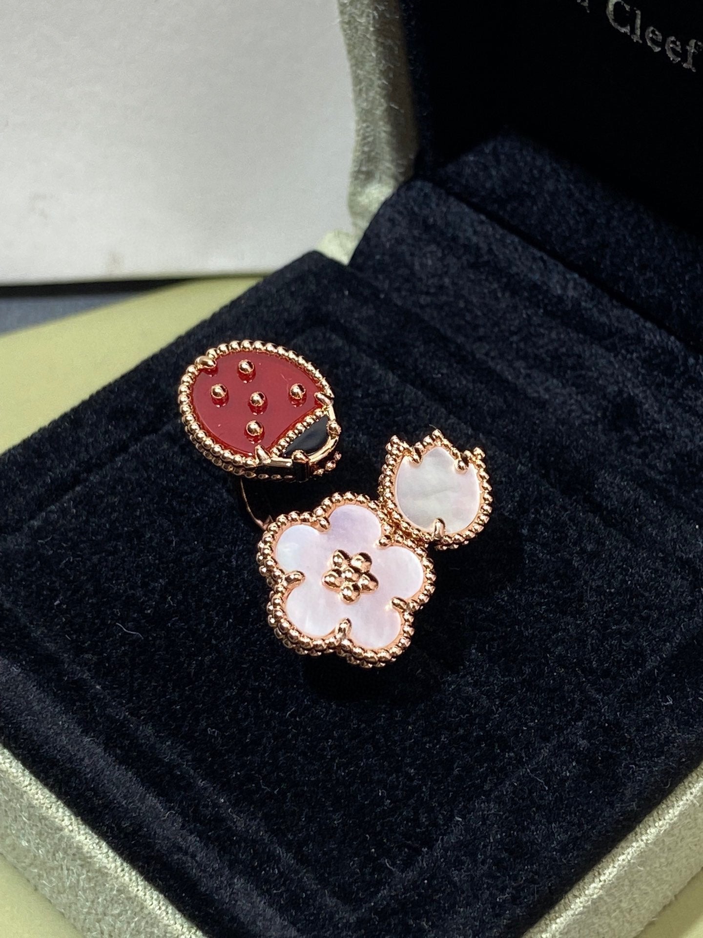 [AuraEcho Jewelry]LUCKY 3 MOTIF ROSE GOLD RING