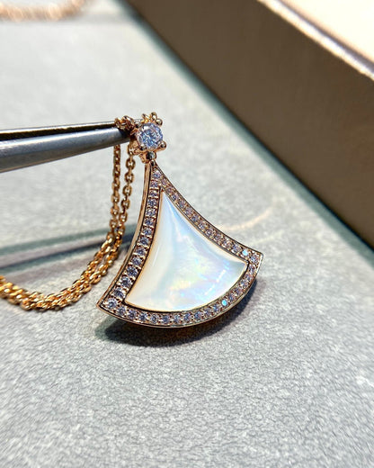 [AuraEcho Jewelry]DREAM MOP DIAMOND PAVED PINK GOLD NECKLACE