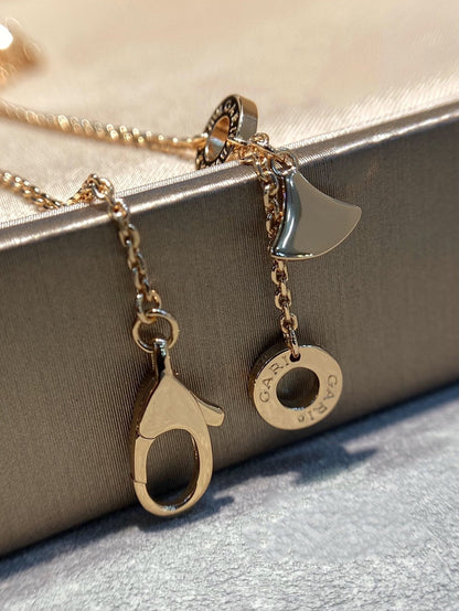 [AuraEcho Jewelry]DREAM MOP DIAMOND PAVED PINK GOLD NECKLACE