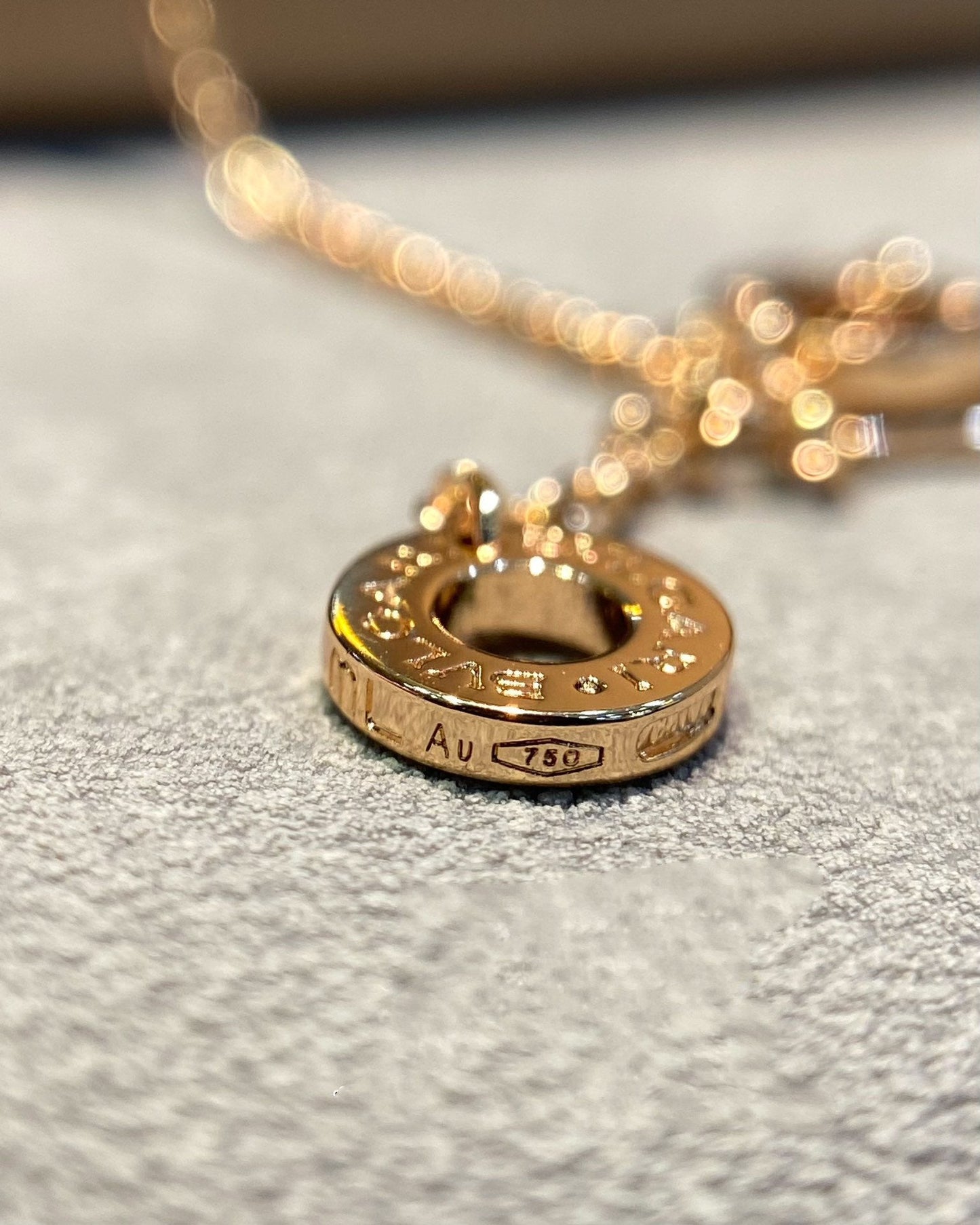 [AuraEcho Jewelry]DREAM MOP DIAMOND PAVED PINK GOLD NECKLACE