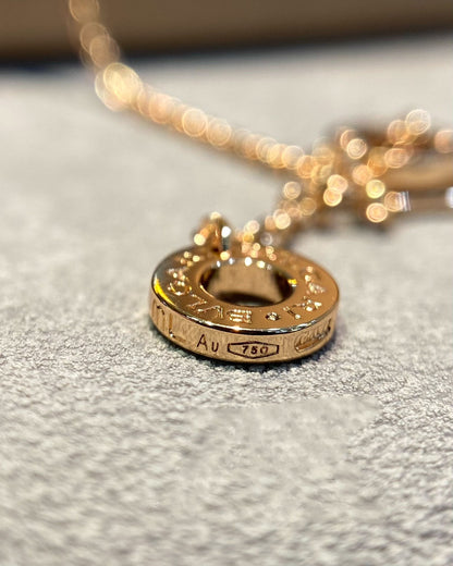 [AuraEcho Jewelry]DREAM MOP DIAMOND PAVED PINK GOLD NECKLACE