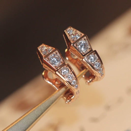 [AuraEcho Jewelry]SERPENT PINK GOLD DIAMOND EARRINGS