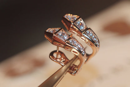 [AuraEcho Jewelry]SERPENT PINK GOLD DIAMOND EARRINGS