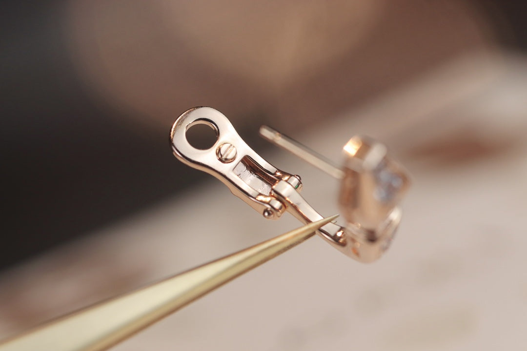 [AuraEcho Jewelry]SERPENT PINK GOLD DIAMOND EARRINGS