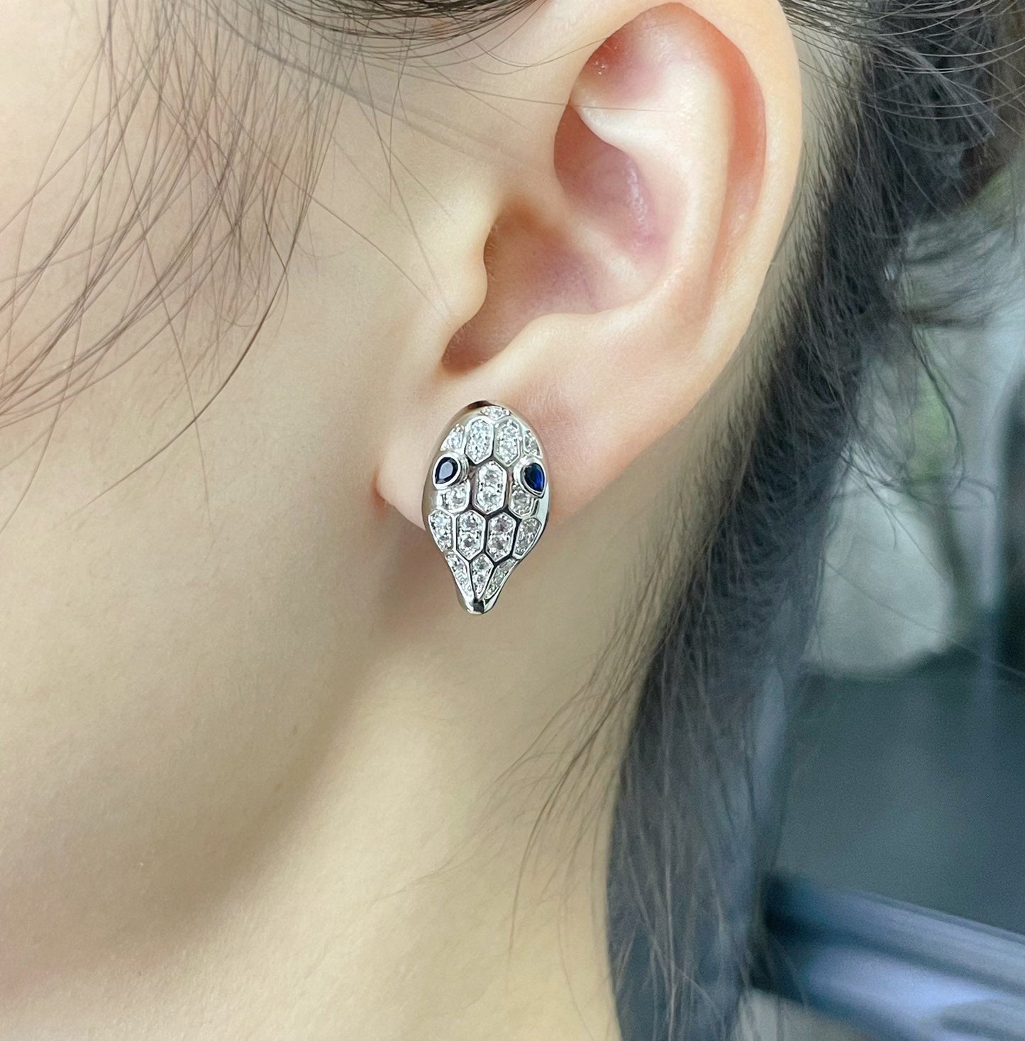 [AuraEcho Jewelry]SERPENT DIAMOND STUD EARRINGS