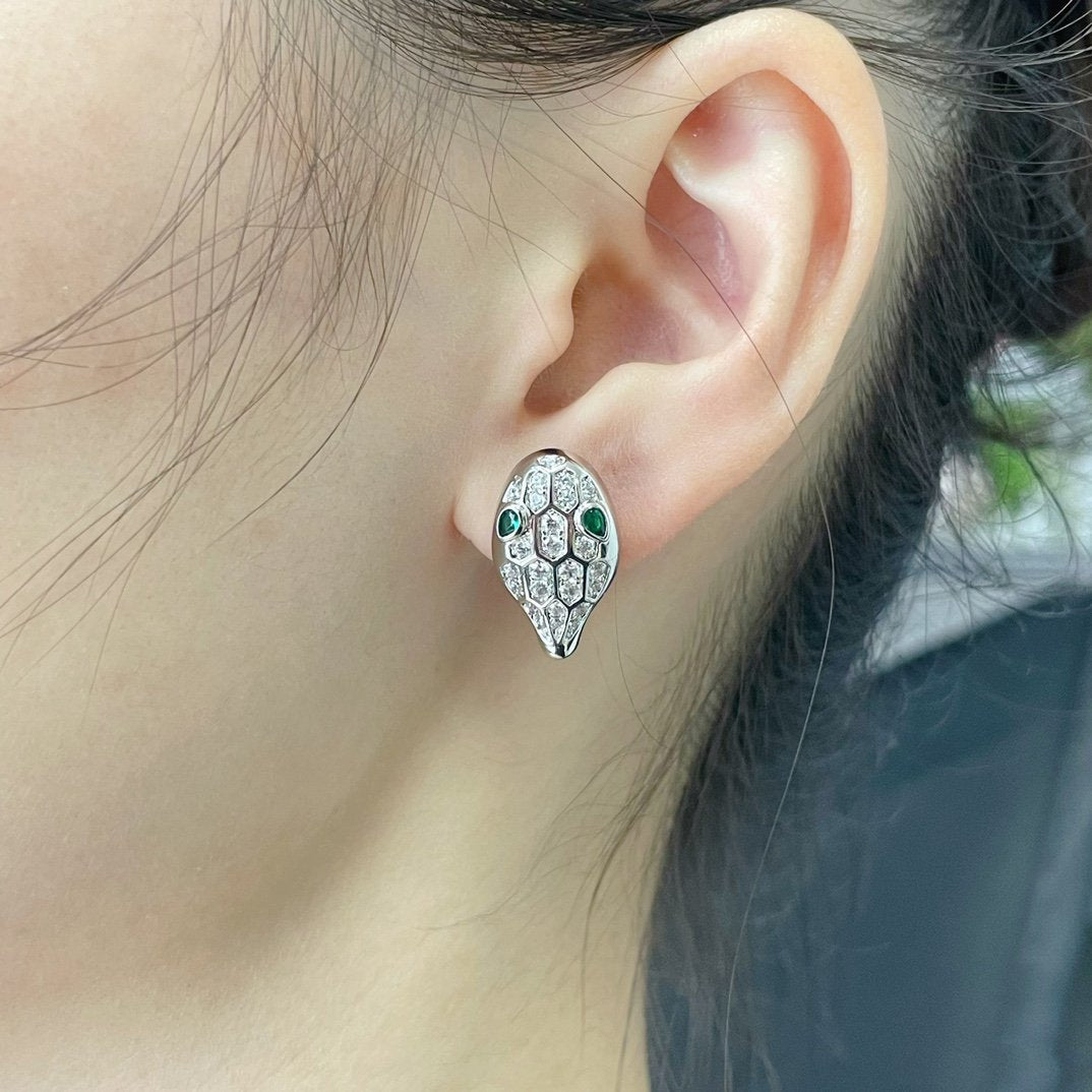 [AuraEcho Jewelry]SERPENT DIAMOND STUD EARRINGS
