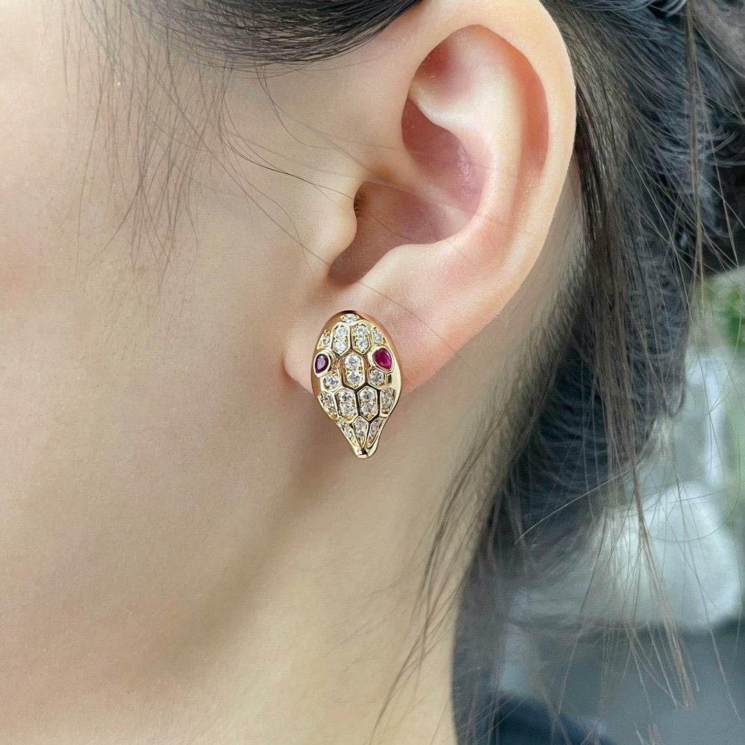 [AuraEcho Jewelry]SERPENT DIAMOND STUD EARRINGS