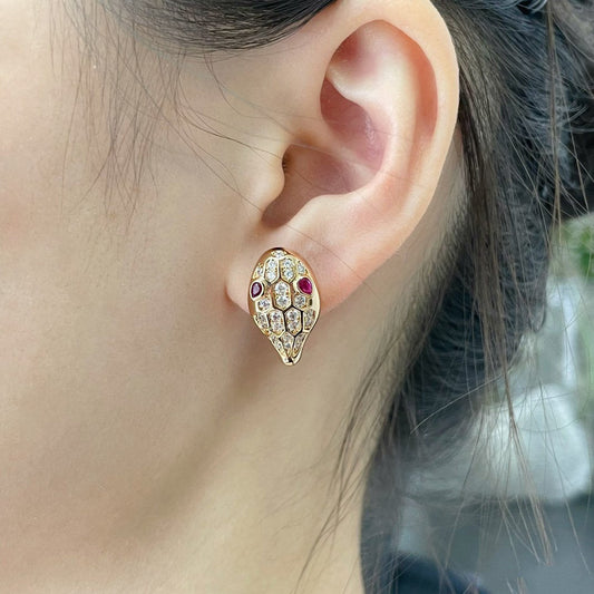 [AuraEcho Jewelry]SERPENT DIAMOND STUD EARRINGS