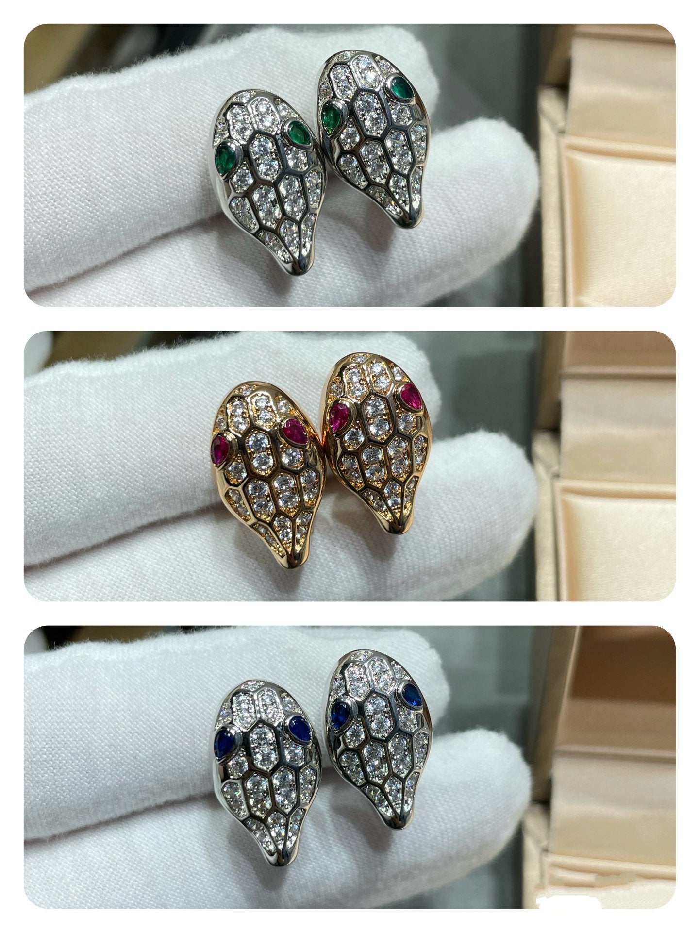 [AuraEcho Jewelry]SERPENT DIAMOND STUD EARRINGS