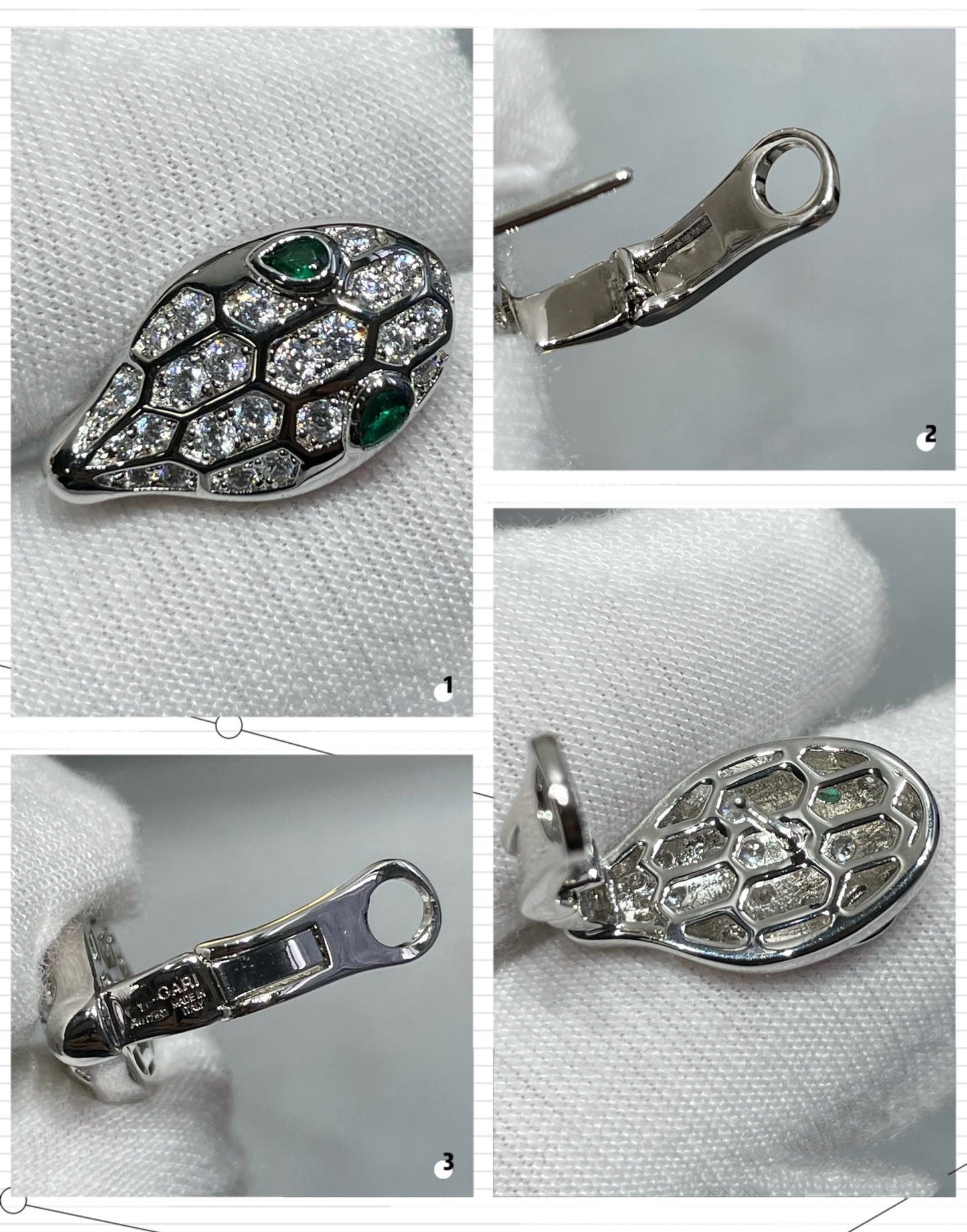 [AuraEcho Jewelry]SERPENT DIAMOND STUD EARRINGS