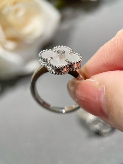 [AuraEcho Jewelry]CLOVER SILVER MOP DIAMOND RING