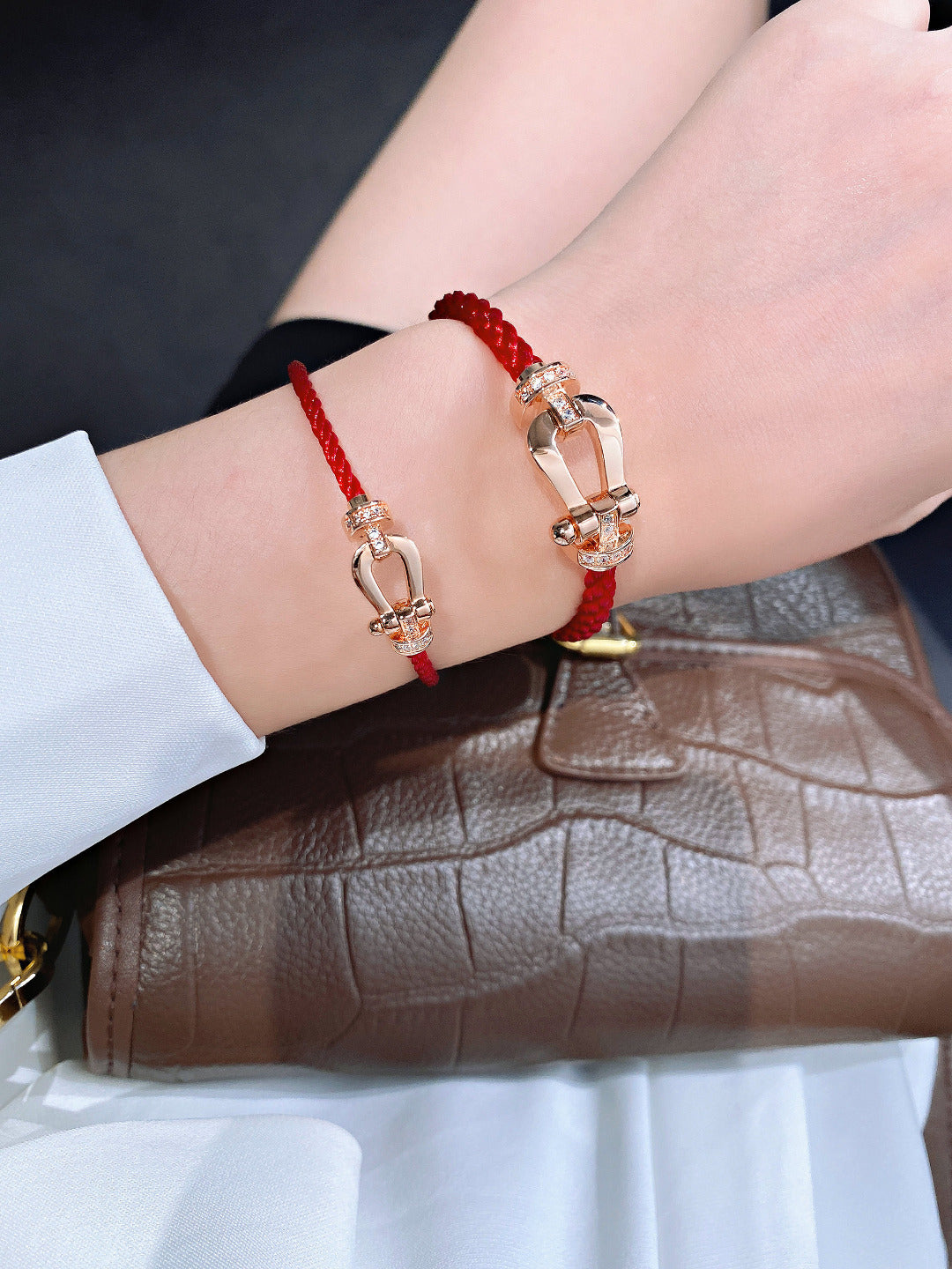 [AuraEcho Jewelry]FORCE 10 HALF DIAMOND PINK GOLD RED CORDERI LARGE AND MEDIUM MODEL