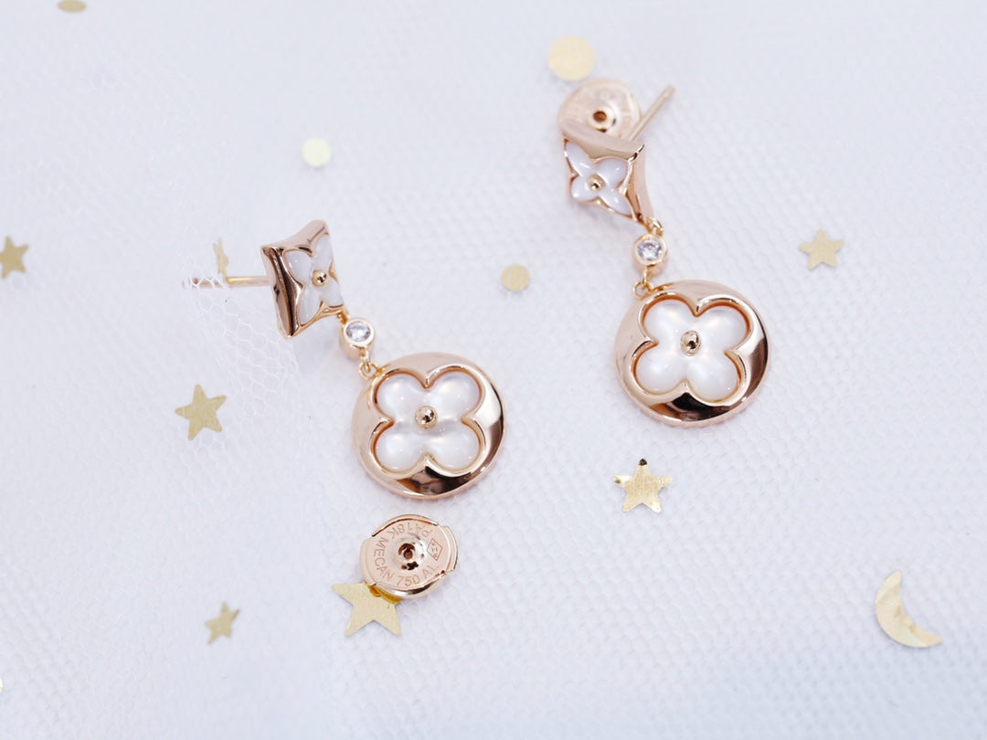 [AuraEcho Jewelry]STAR AND SUN PINK GOLD MOP DROP EARRINGS