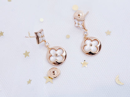 [AuraEcho Jewelry]STAR AND SUN PINK GOLD MOP DROP EARRINGS