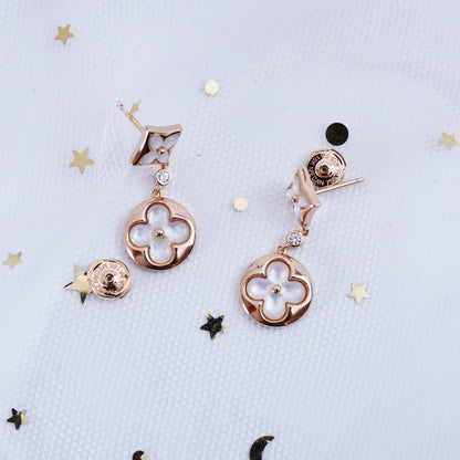 [AuraEcho Jewelry]STAR AND SUN PINK GOLD MOP DROP EARRINGS