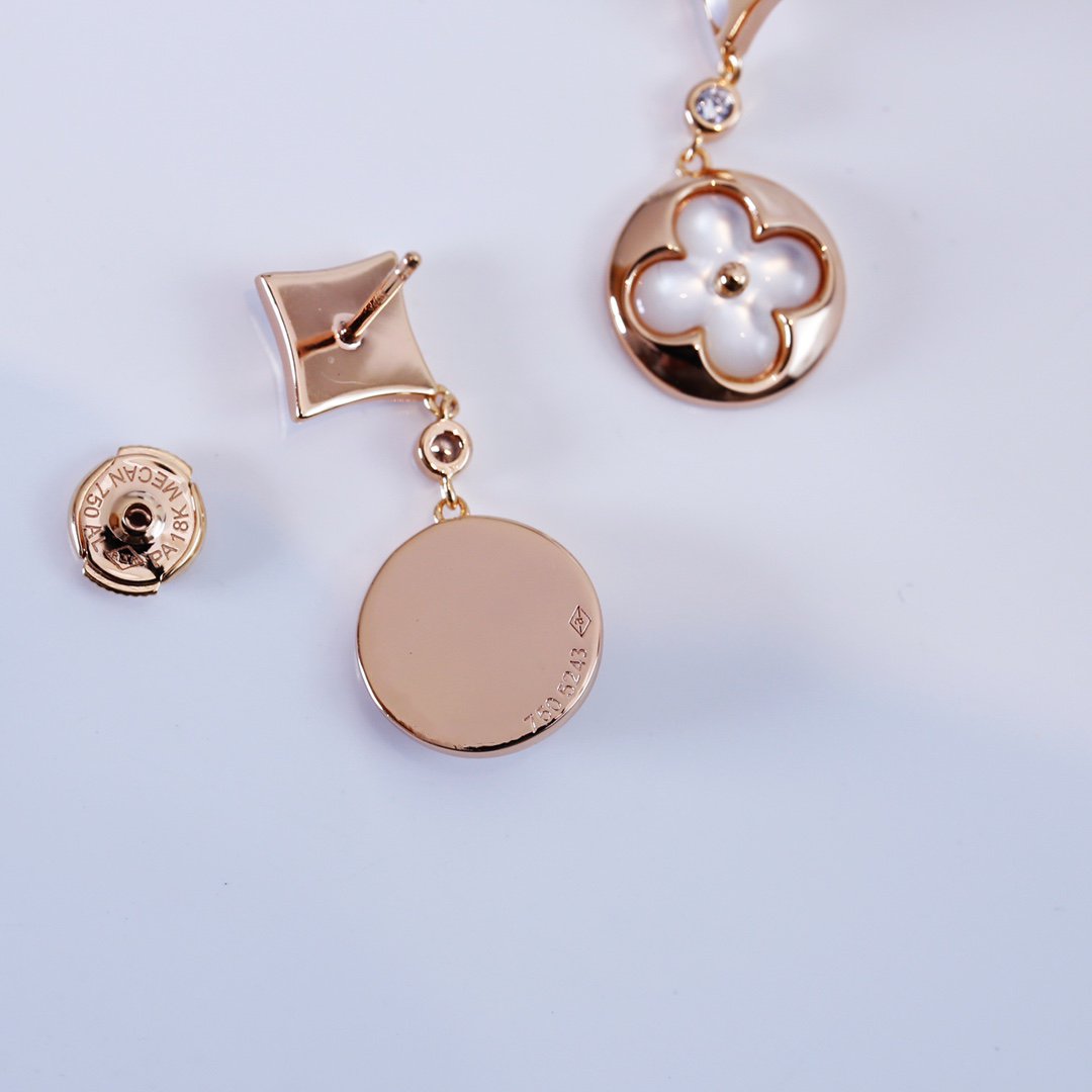 [AuraEcho Jewelry]STAR AND SUN PINK GOLD MOP DROP EARRINGS