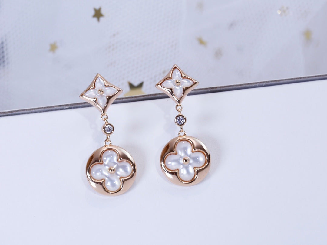 [AuraEcho Jewelry]STAR AND SUN PINK GOLD MOP DROP EARRINGS