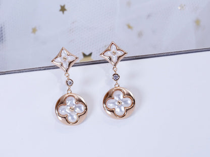 [AuraEcho Jewelry]STAR AND SUN PINK GOLD MOP DROP EARRINGS