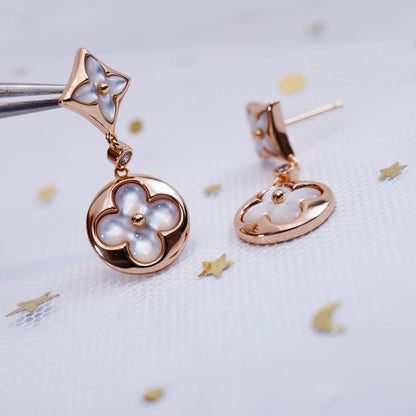 [AuraEcho Jewelry]STAR AND SUN PINK GOLD MOP DROP EARRINGS