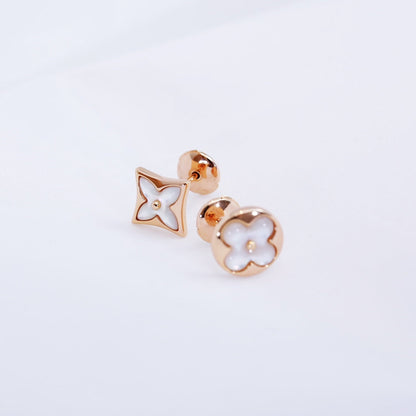[AuraEcho Jewelry]STAR AND SUN PINK GOLD MOP STUD EARRINGS