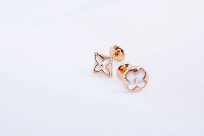 [AuraEcho Jewelry]STAR AND SUN PINK GOLD MOP STUD EARRINGS