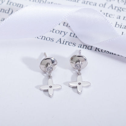 [AuraEcho Jewelry]VIDYLLE SILVER DIAMOND MINI DROP EARRINGS