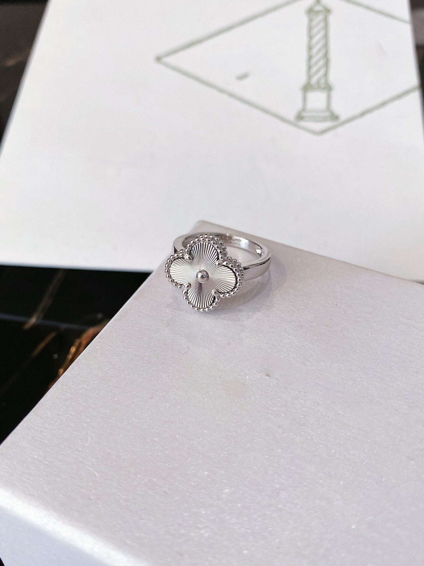 [AuraEcho Jewelry]CLOVER SILVER RING