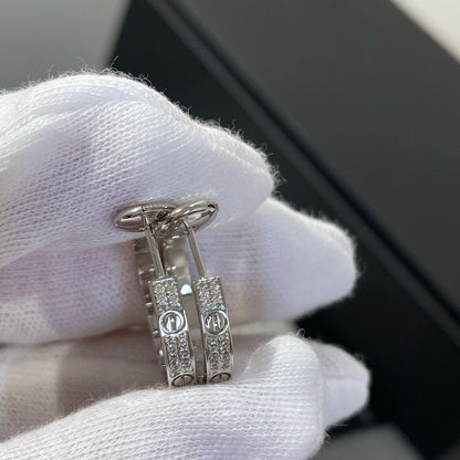 [AuraEcho Jewelry]LOVE DIAMOND SILVER HOOP EARRINGS