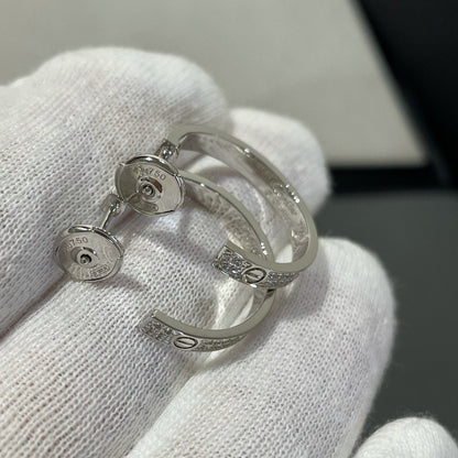 [AuraEcho Jewelry]LOVE DIAMOND SILVER HOOP EARRINGS