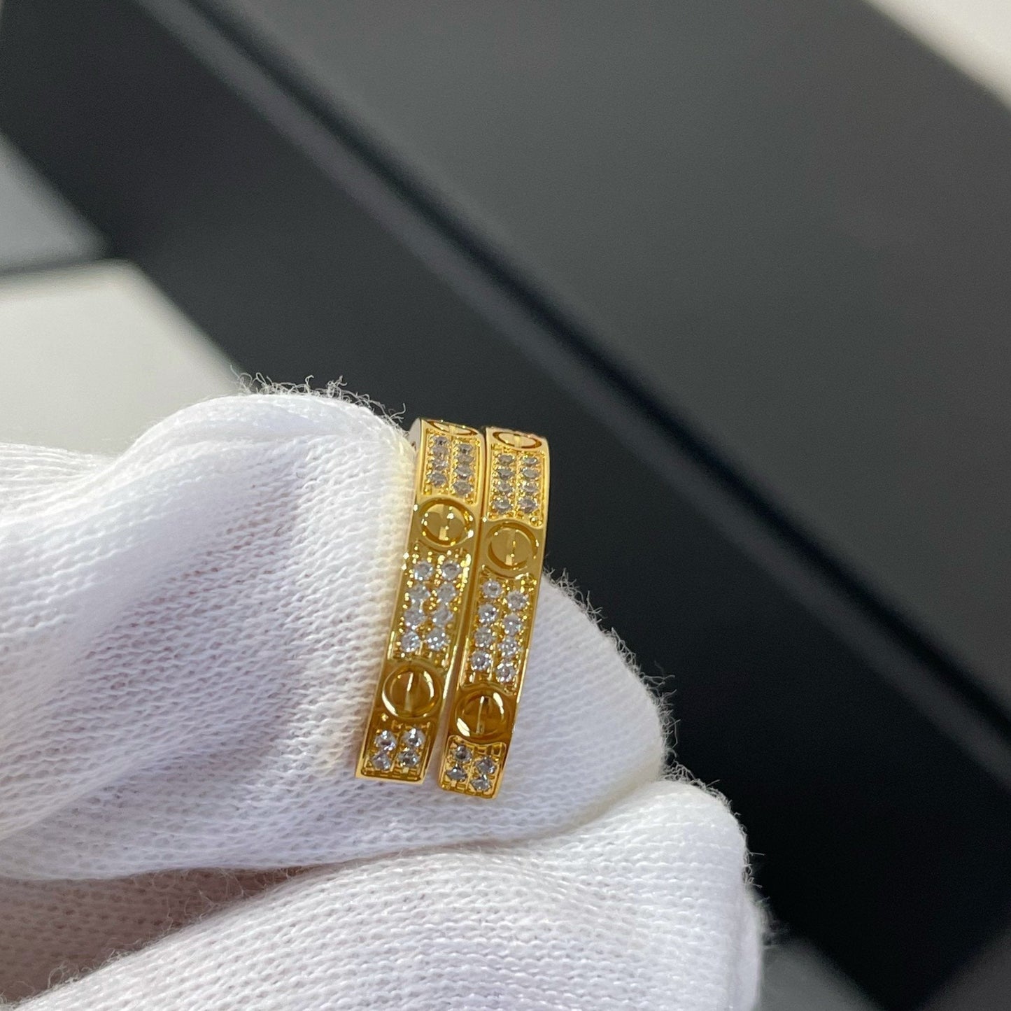 [AuraEcho Jewelry]LOVE DIAMOND GOLD HOOP EARRINGS