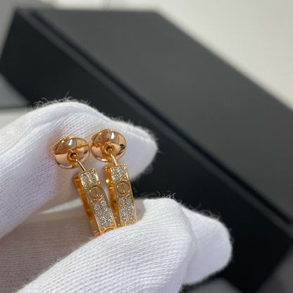 [AuraEcho Jewelry]LOVE DIAMOND PINK GOLD HOOP EARRINGS