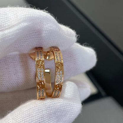 [AuraEcho Jewelry]LOVE DIAMOND PINK GOLD HOOP EARRINGS