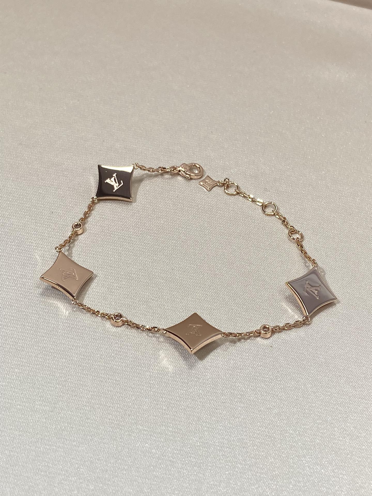 [AuraEcho Jewelry]STAR 4 MOTIF MOP DIAMOND PINK GOLD BRACELET