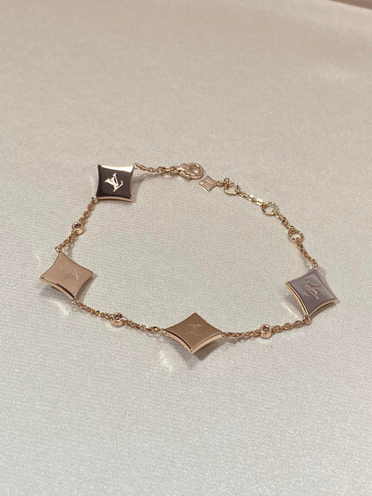 [AuraEcho Jewelry]STAR 4 MOTIF MOP DIAMOND PINK GOLD BRACELET