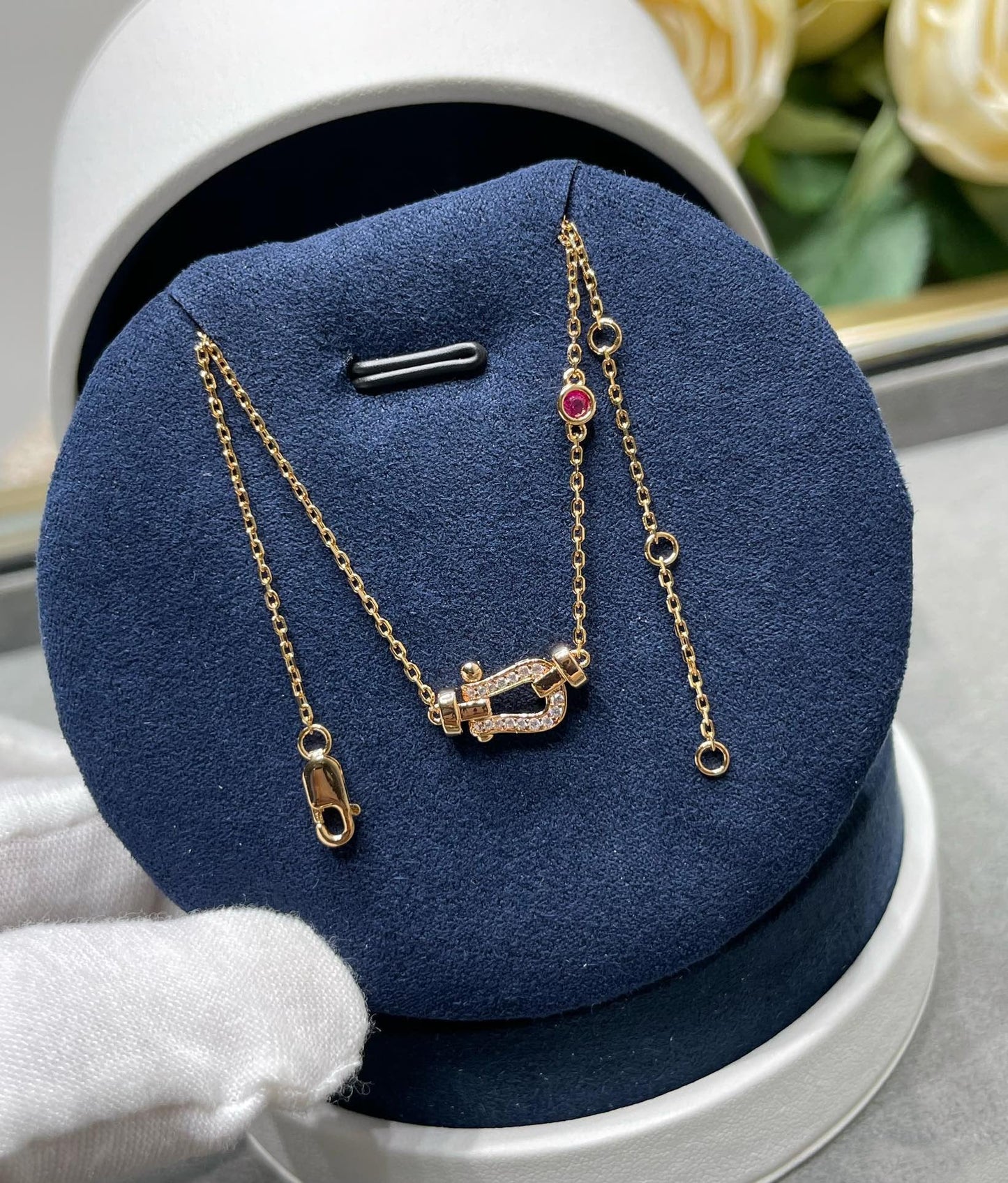[AuraEcho Jewelry]FORCE 10 DIAMOND PINK GOLD NECKLACE