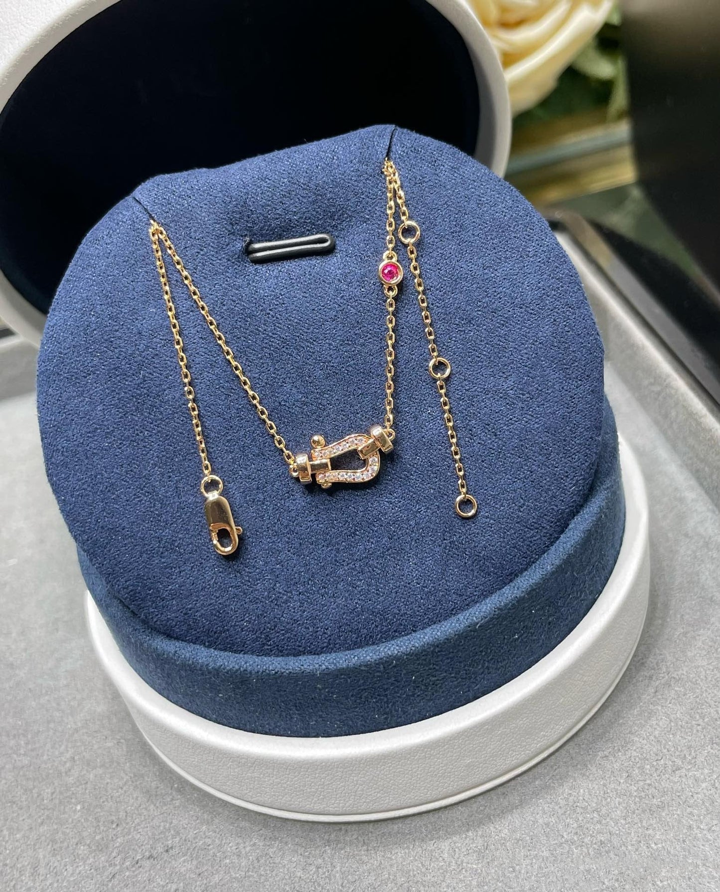[AuraEcho Jewelry]FORCE 10 DIAMOND PINK GOLD NECKLACE