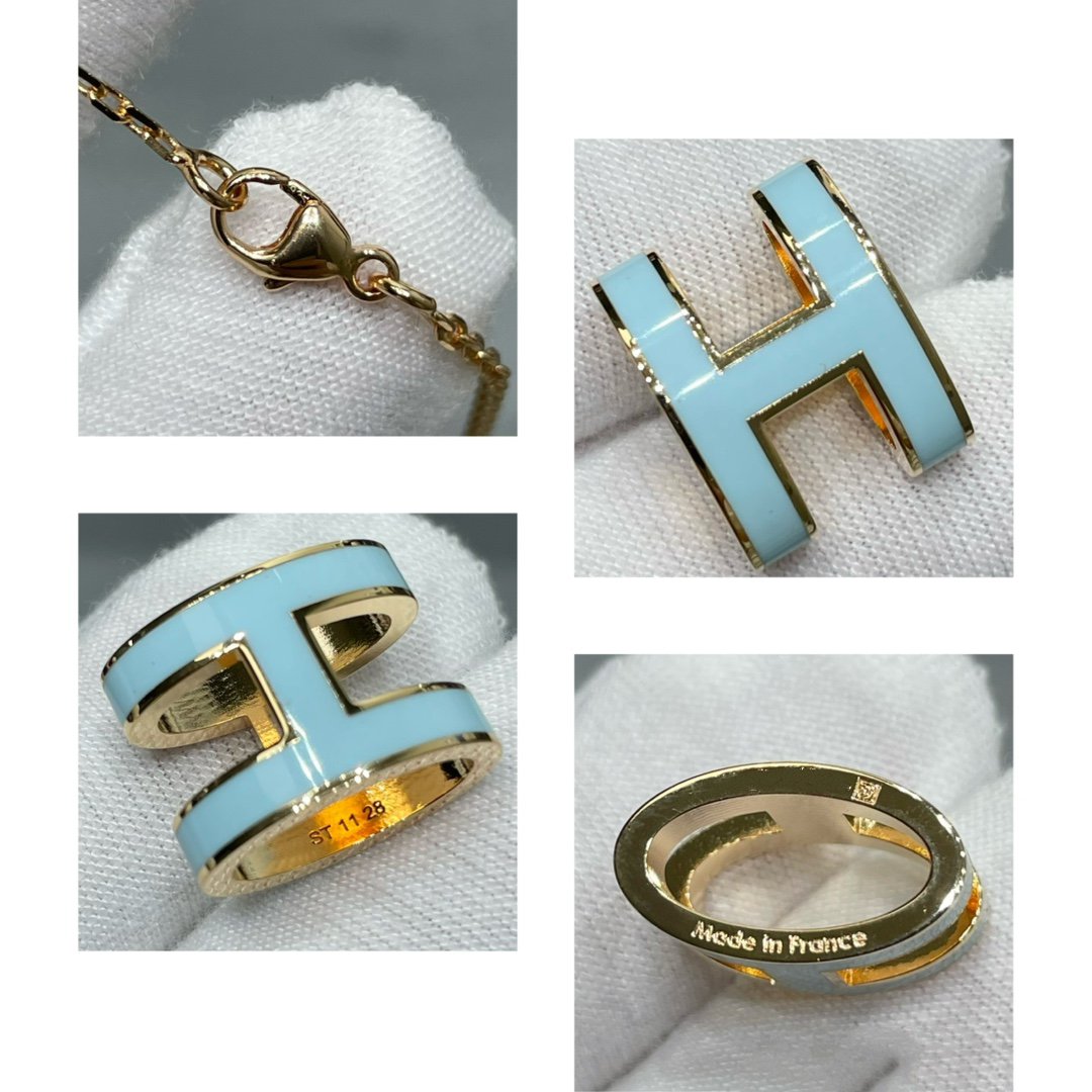 [AuraEcho Jewelry]POP H SKY BLUE NECKLACE