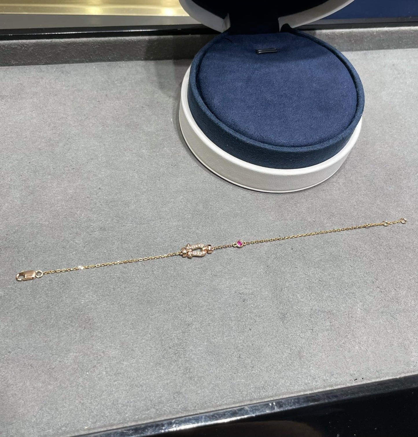 [AuraEcho Jewelry]FORCE 10 DIAMOND CHAIN LINK PINK GOLD BRACELET