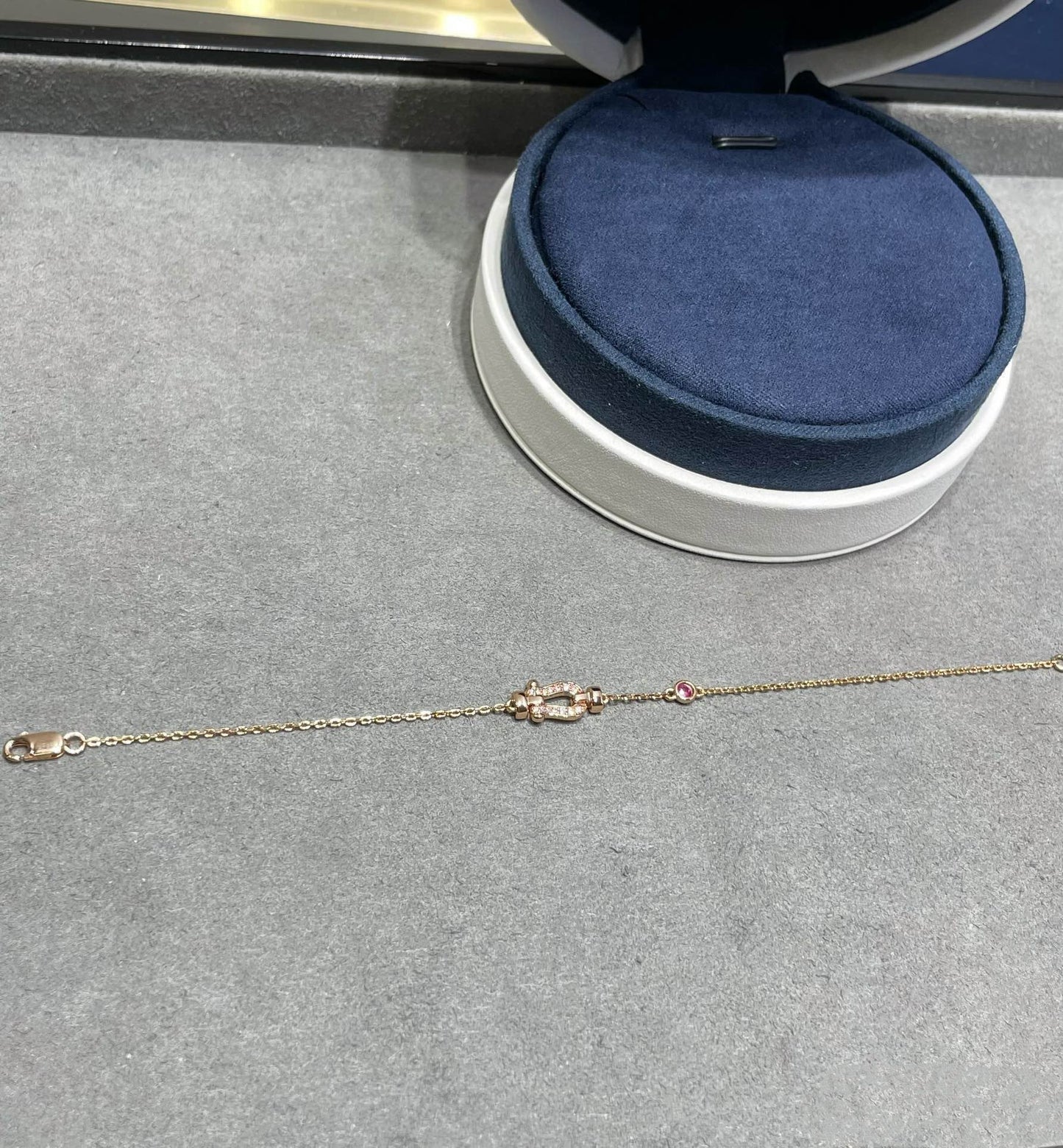 [AuraEcho Jewelry]FORCE 10 DIAMOND CHAIN LINK PINK GOLD BRACELET