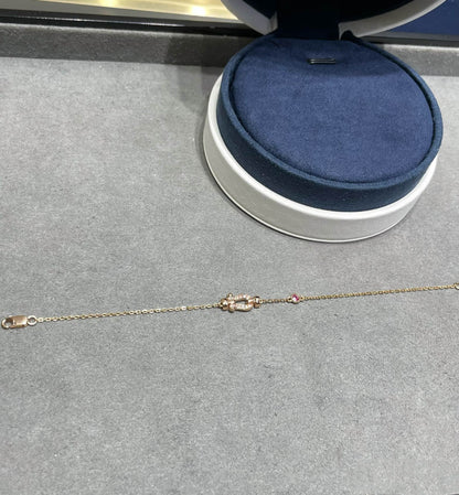 [AuraEcho Jewelry]FORCE 10 DIAMOND CHAIN LINK PINK GOLD BRACELET