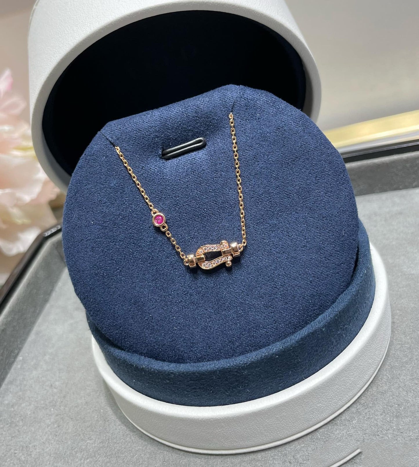 [AuraEcho Jewelry]FORCE 10 DIAMOND CHAIN LINK PINK GOLD BRACELET
