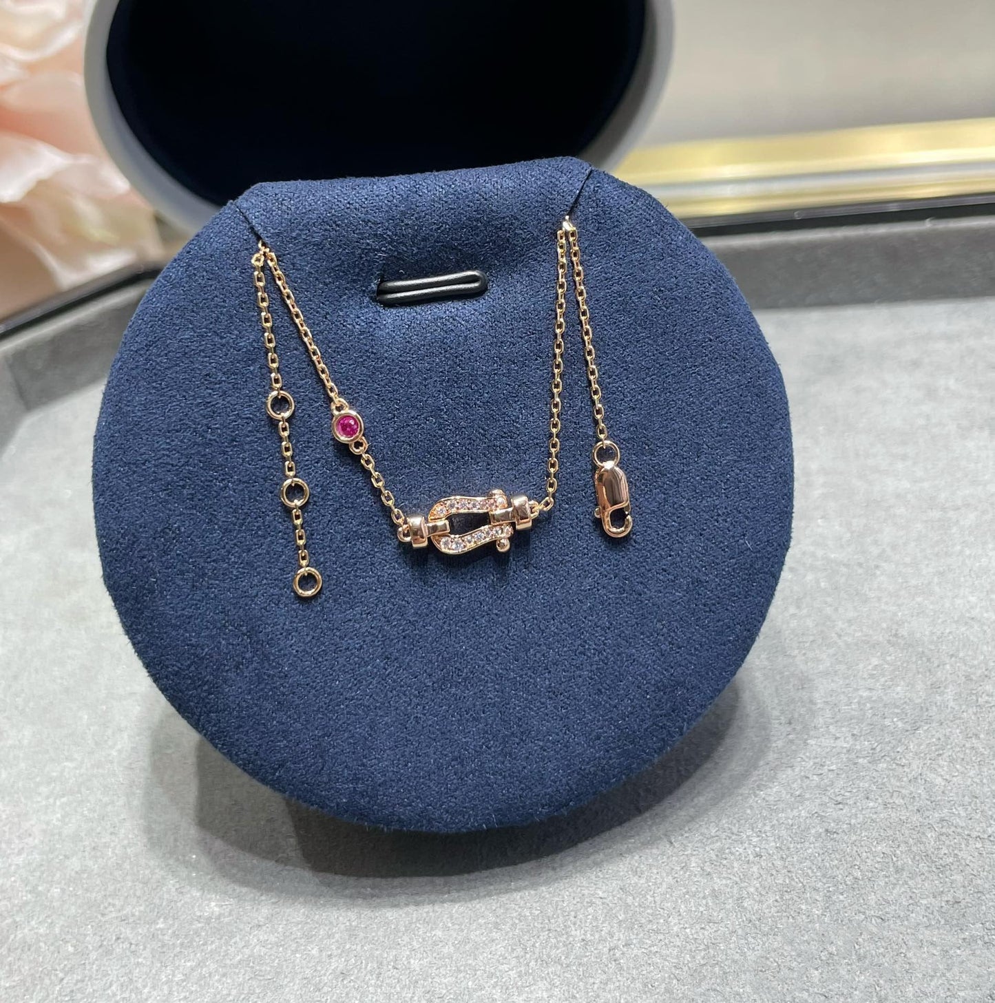 [AuraEcho Jewelry]FORCE 10 DIAMOND CHAIN LINK PINK GOLD BRACELET