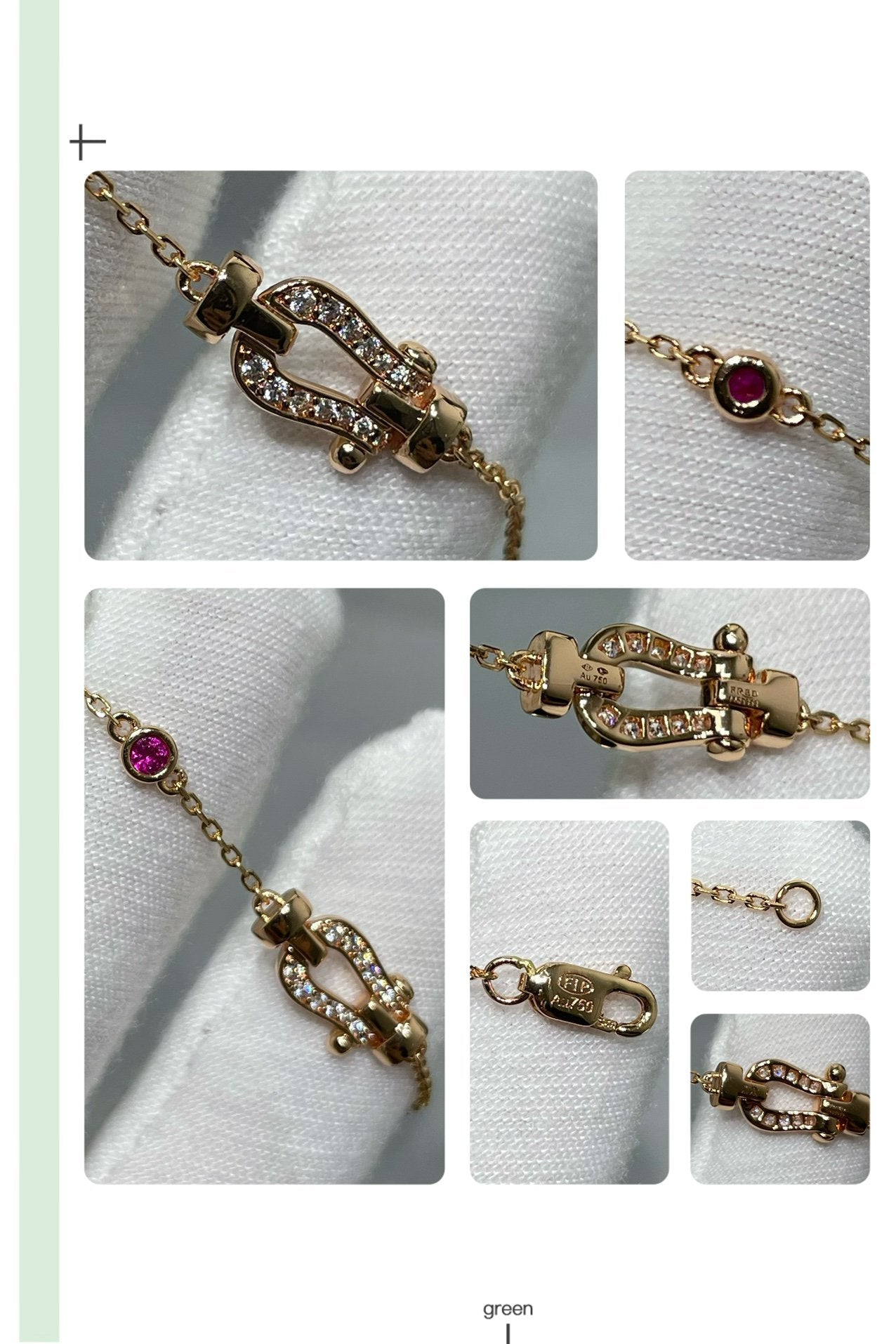 [AuraEcho Jewelry]FORCE 10 DIAMOND CHAIN LINK PINK GOLD BRACELET