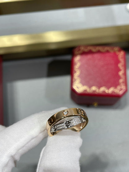 [AuraEcho Jewelry]LOVE PINK GOLD SILVER DIAMOND DOUBLE RING