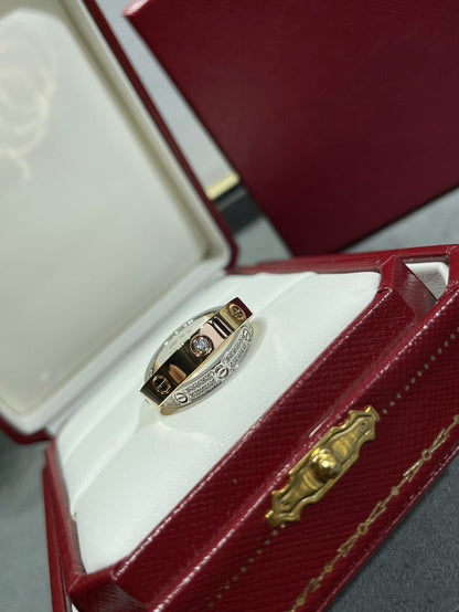 [AuraEcho Jewelry]LOVE PINK GOLD SILVER DIAMOND DOUBLE RING