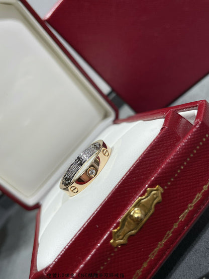 [AuraEcho Jewelry]LOVE PINK GOLD SILVER DIAMOND DOUBLE RING