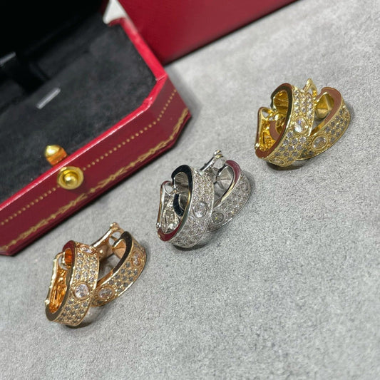 [AuraEcho Jewelry]LOVE 5.5MM DIAMOND PAVED EARRINGS