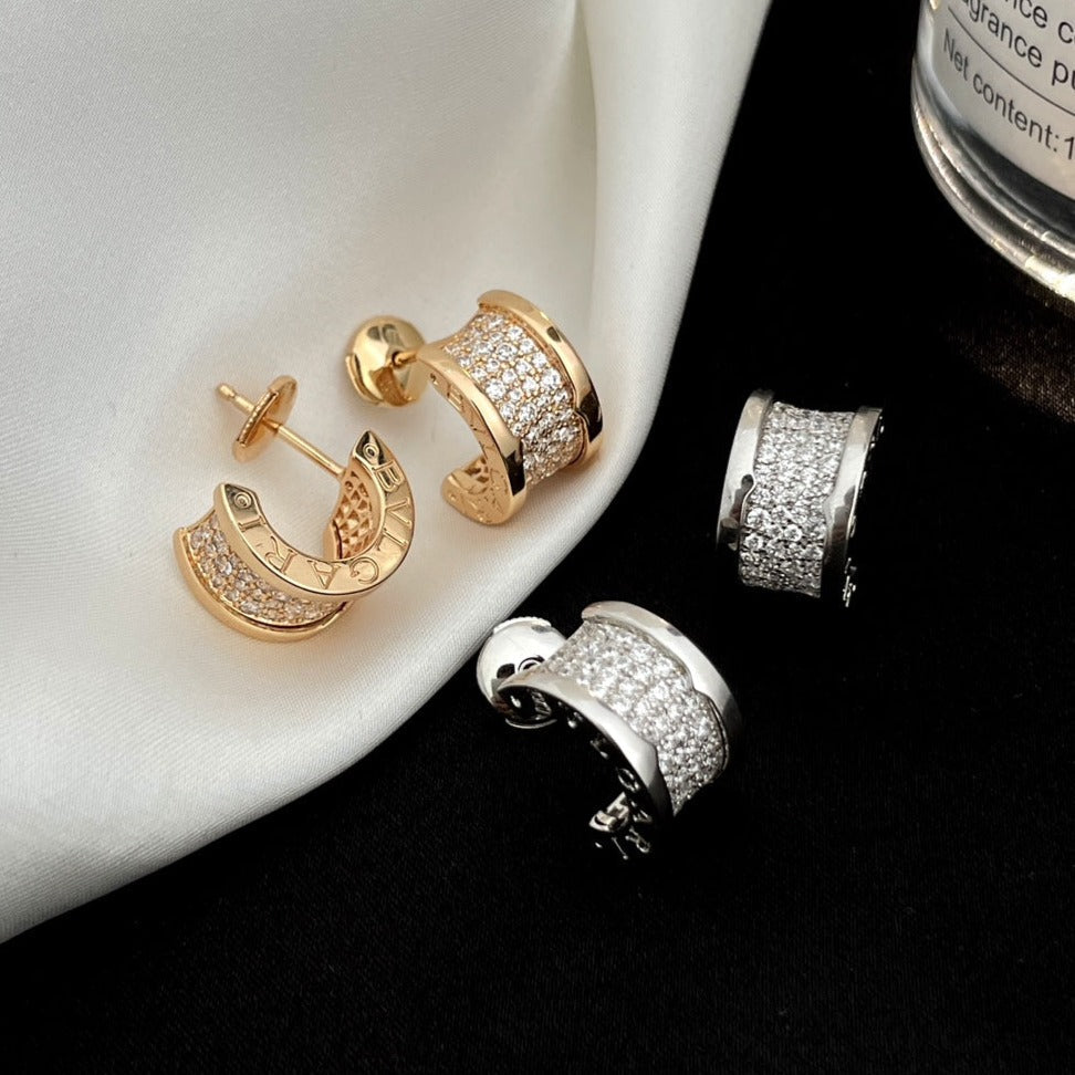 [AuraEcho Jewelry]ZERO 1 DIAMOND PAVED EARRINGS